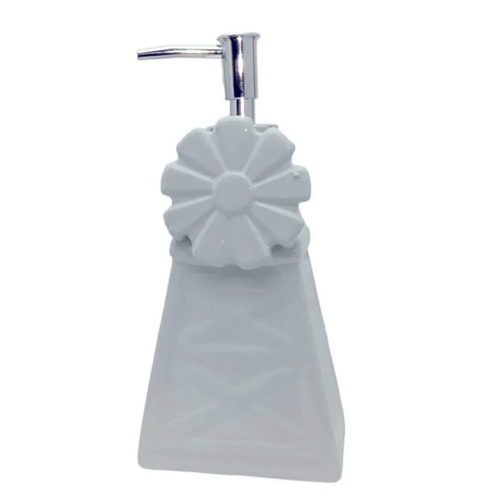 Farmhouse Windmill Soap Dispenser Lotion Pump Dispenser Ceramic White Silver